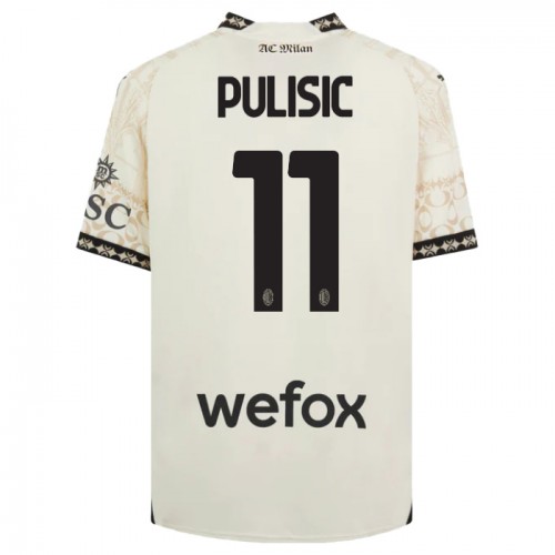 Maglia AC Milan Christian Pulisic 11 Quarto 2023-24 Maniche Corte Bianca - Uomo Maglia AC Milan Christian Pulisic 11 Quarto 2023-24 Maniche Corte Bianca - Uomo